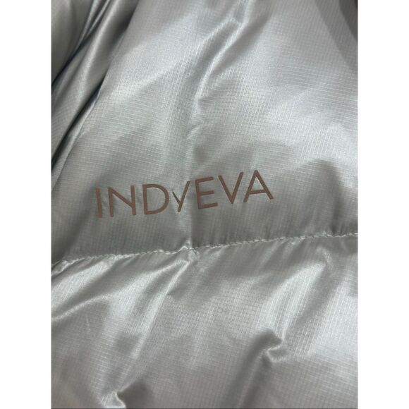 NWOT INDYEVA Silver Short Quilted Duck Down Hood Winter Ski Snow Puffer Jacket - Picture 14 of 15